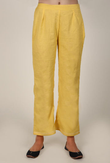 Yellow Cotton Flex A-line Palazzo